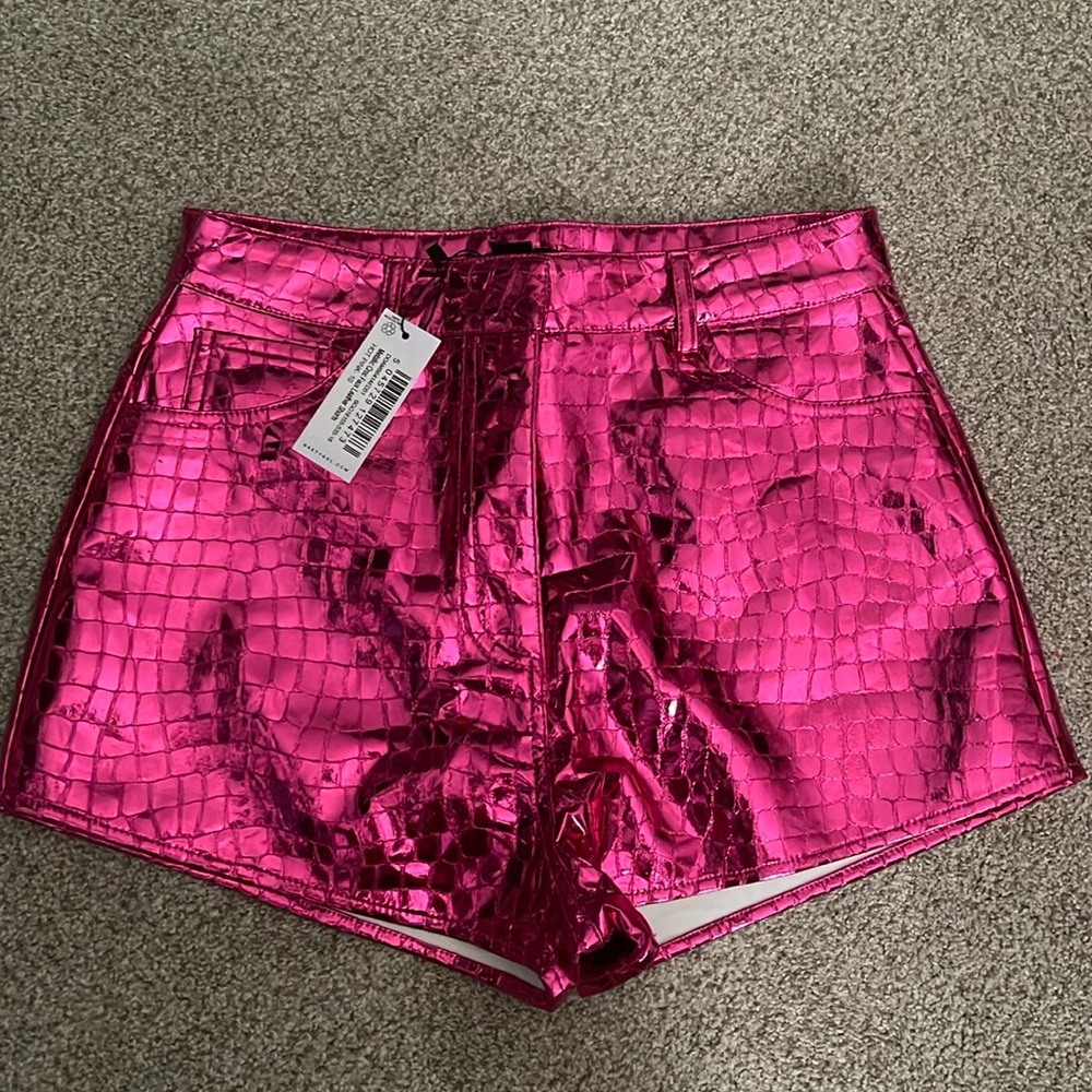 NASTY GAL faux metallic leather shorts